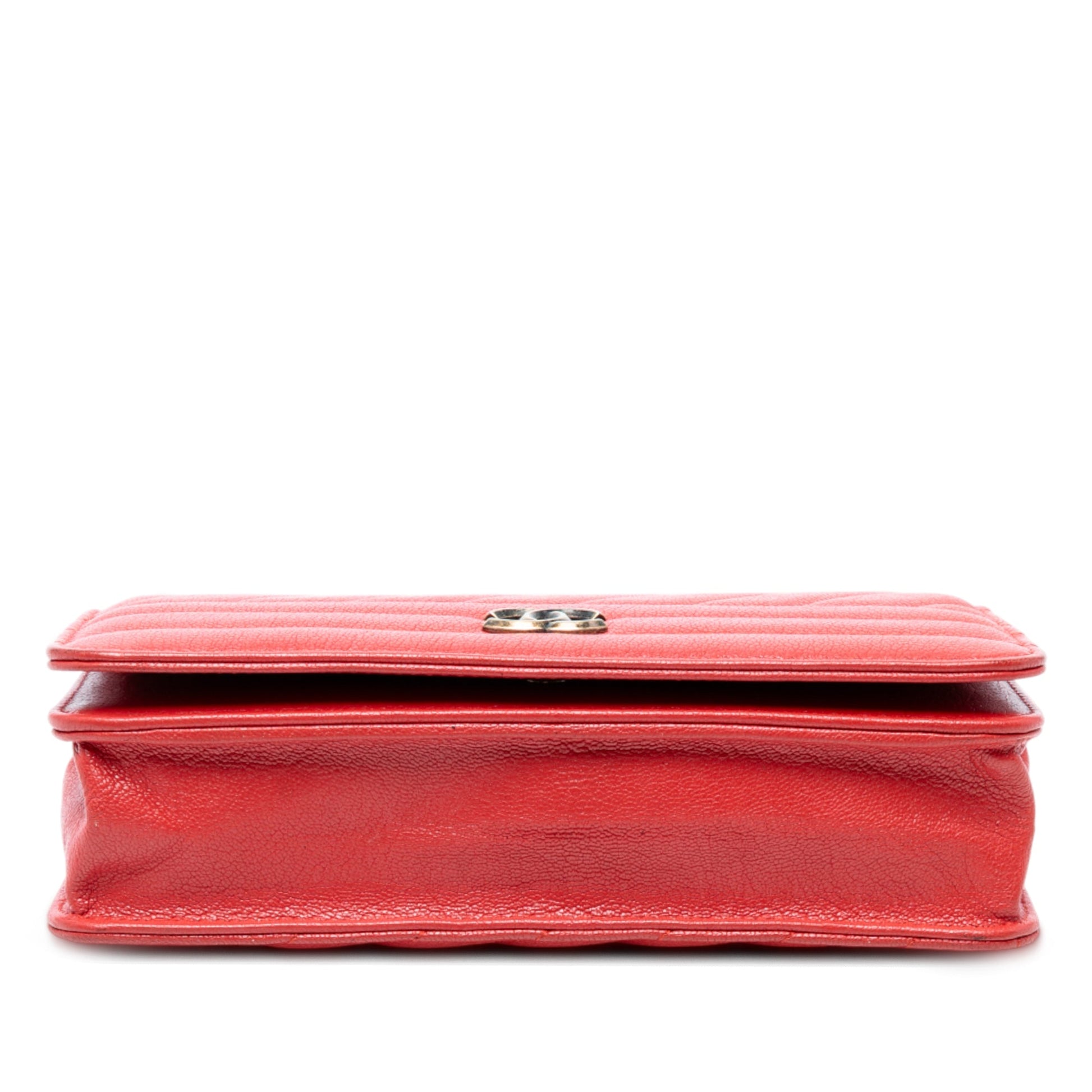 Chanel CC Diagonal Quilted Goatskin Wallet On Chain