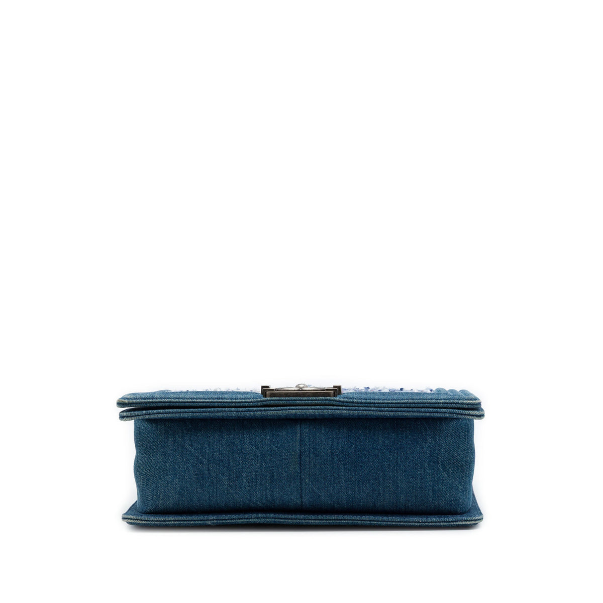Chanel Old Medium Quilted Denim and Tweed Boy Flap — Blue