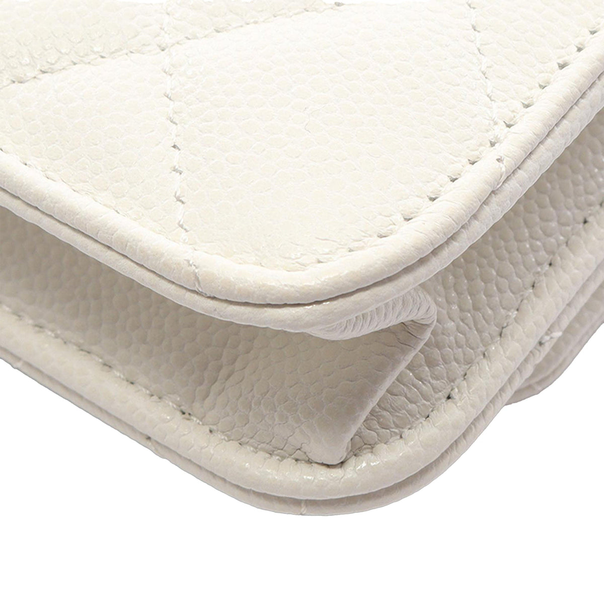 Chanel Classic Caviar Wallet On Chain — White