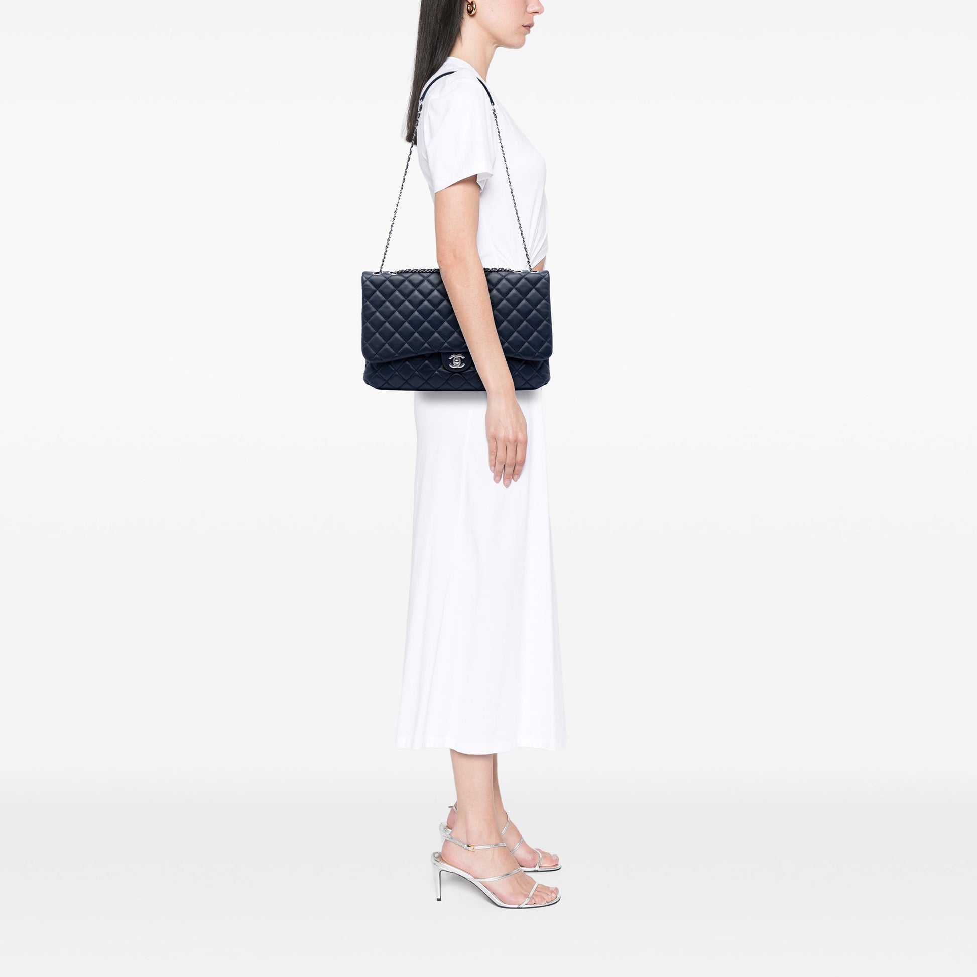 Chanel Maxi CC Quilted Lambskin 3 Compartment Flap