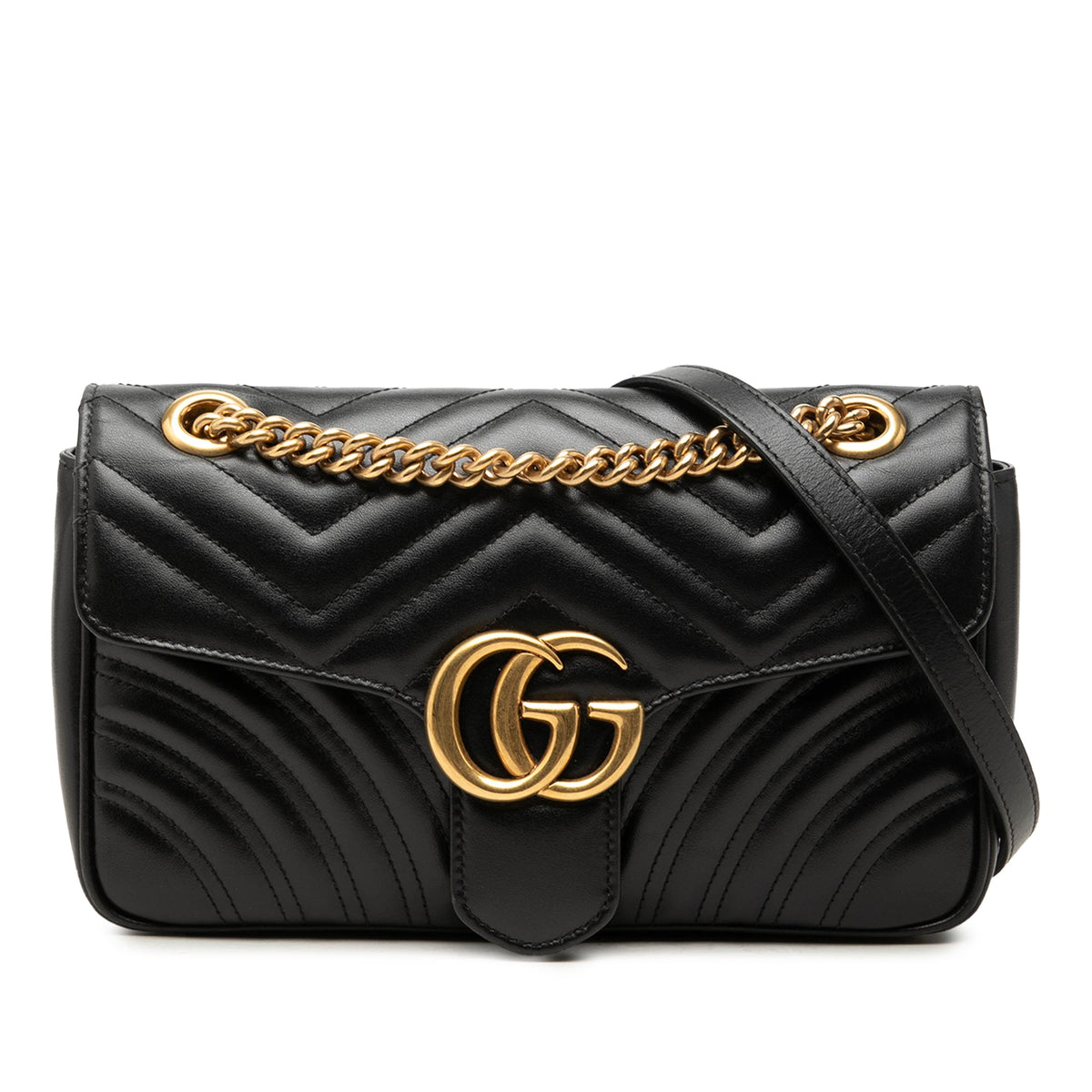 Gucci Medium GG Marmont Matelasse Calfskin Shoulder Bag — Black