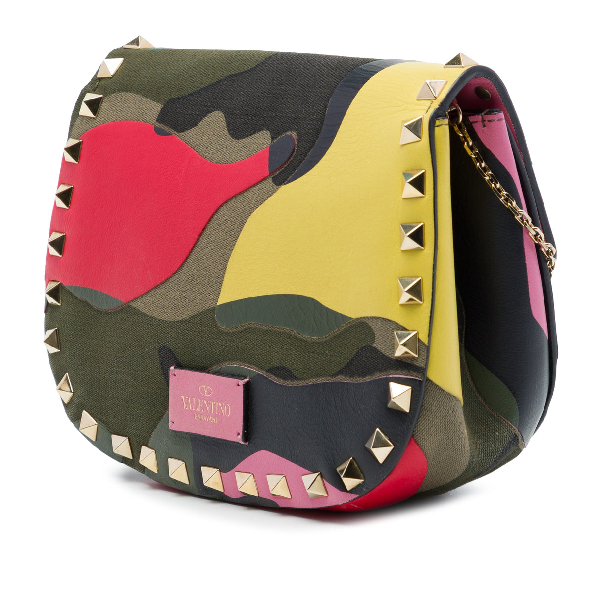 Valentino Nappa and Canvas Camouflage Rockstud Flap Crossbody