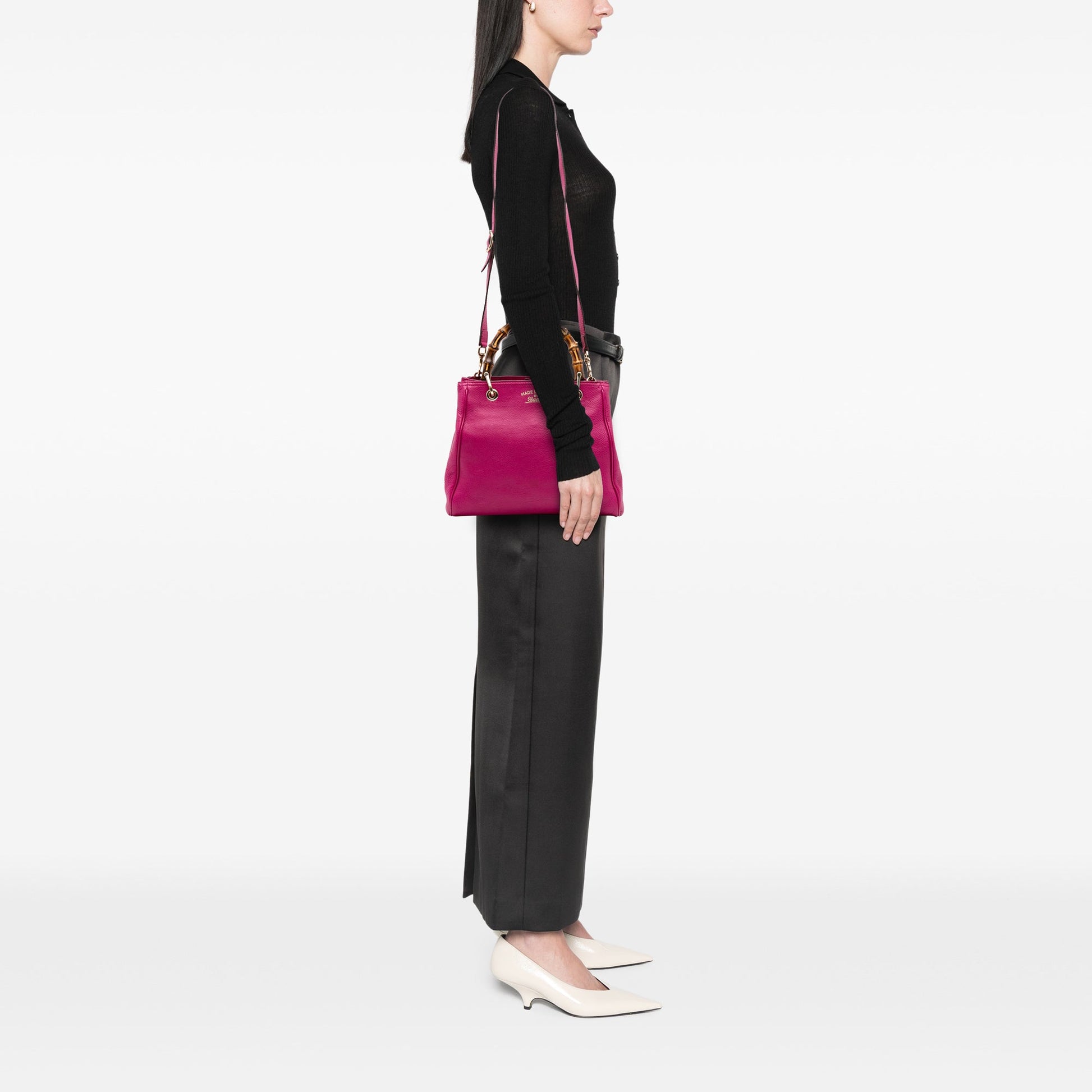 Gucci Small Calfskin Bamboo Shopper Satchel