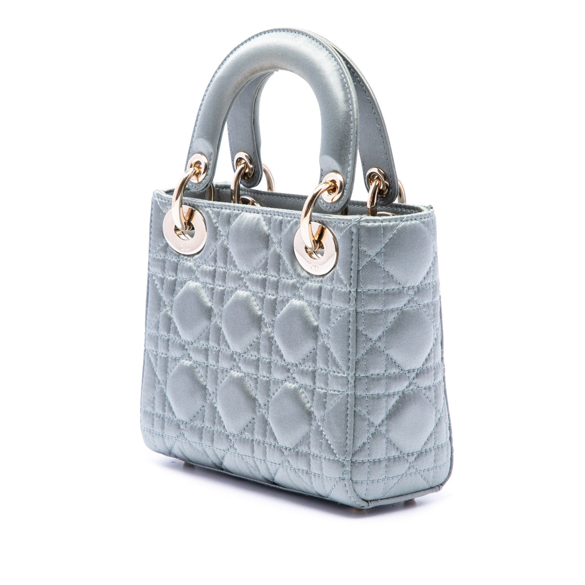 Dior Mini Satin Cannage Swarovski Crystal Lady Dior — Gray