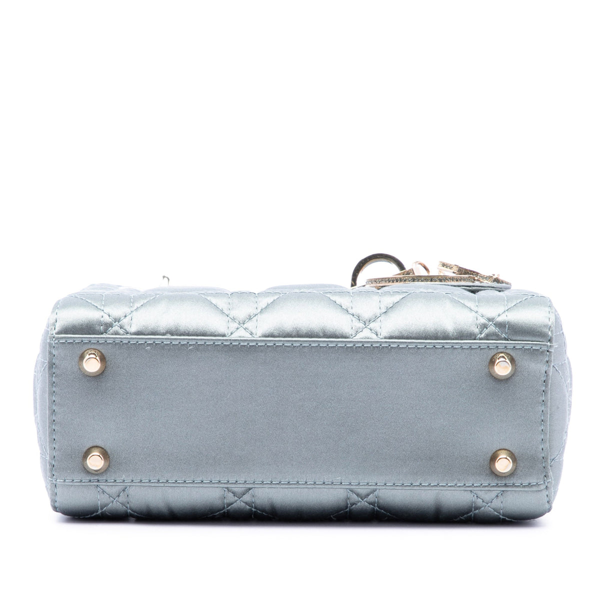 Dior Mini Satin Cannage Swarovski Crystal Lady Dior — Gray