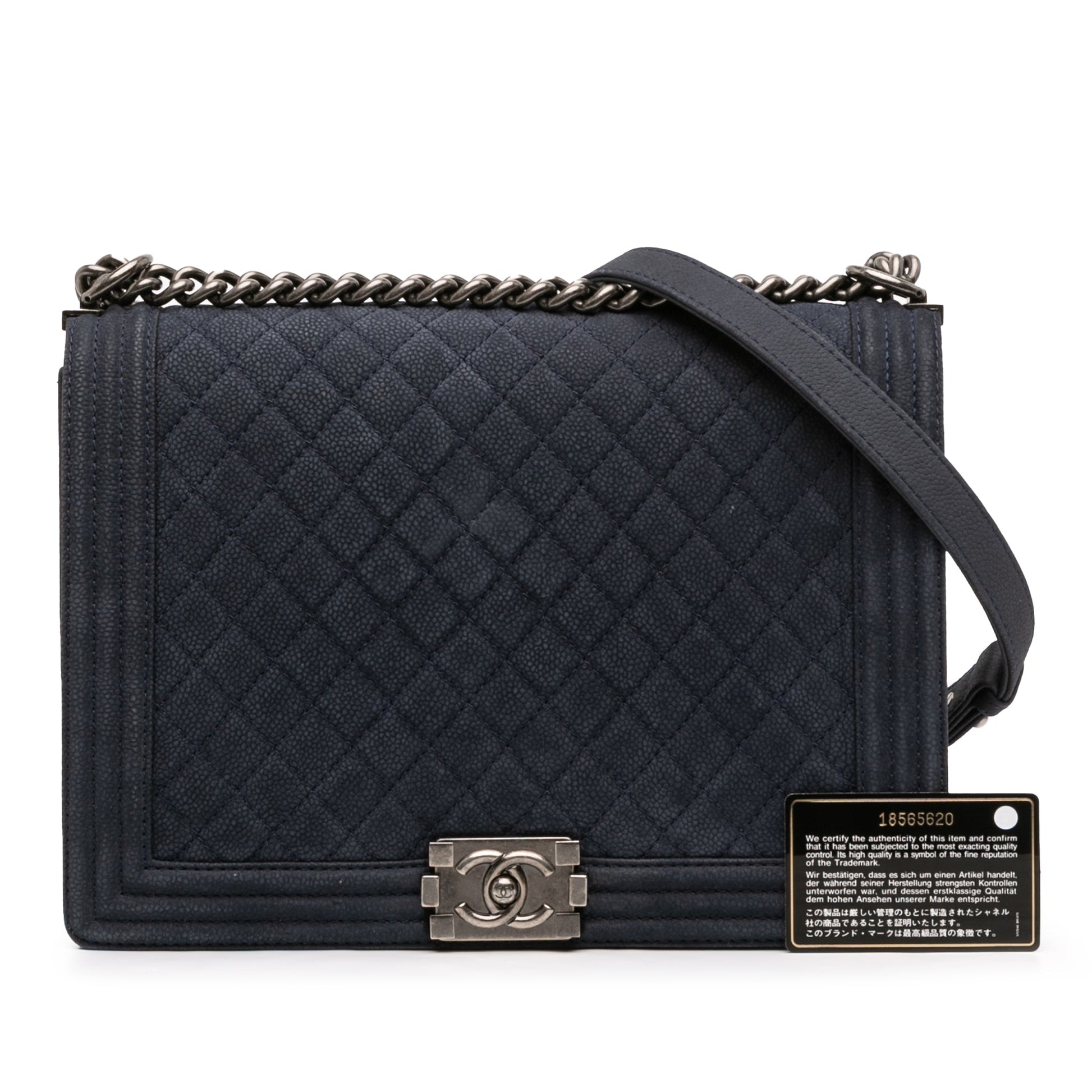 Large Iridescent Quilted Caviar Boy Flap