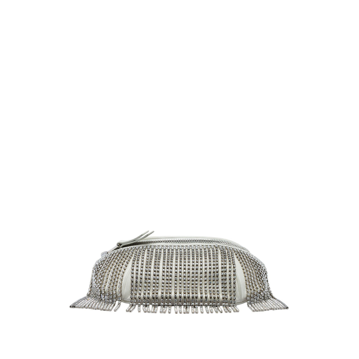 Miu Miu Nappa Crystal Fringe Convertible Belt Bag — White