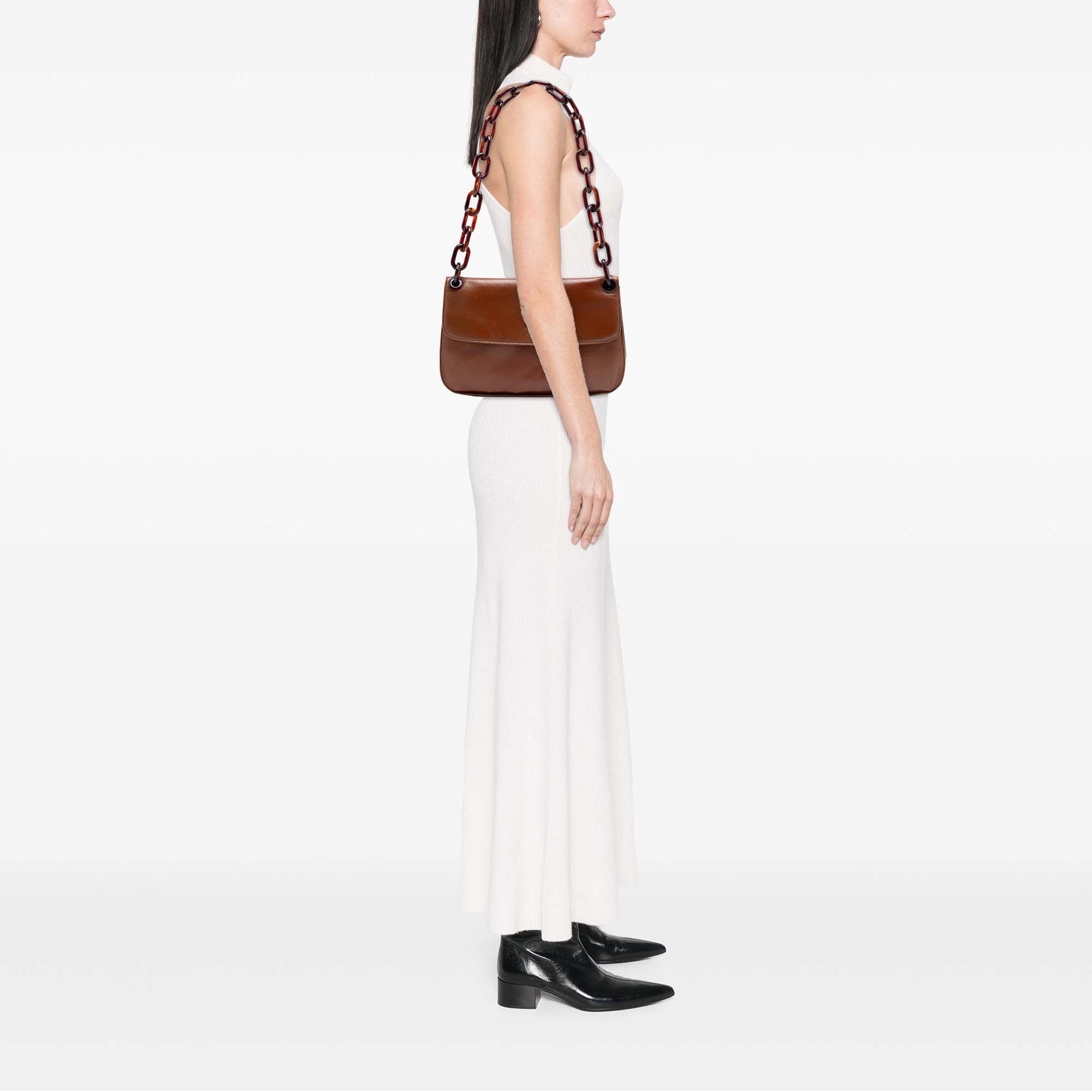 Prada Goatskin Madras Swing Chain Shoulder Bag