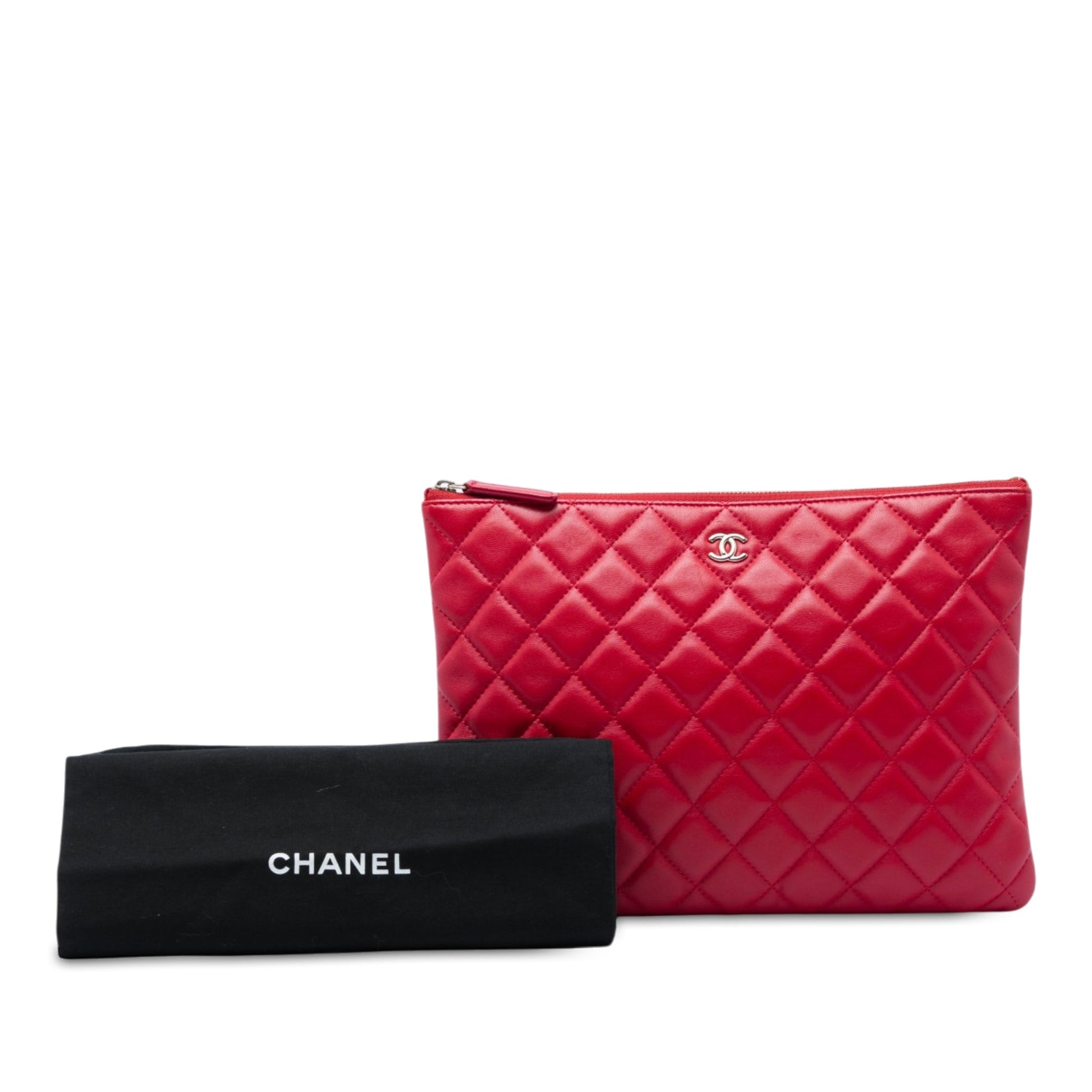 Chanel Medium Quilted Lambskin O Case Clutch