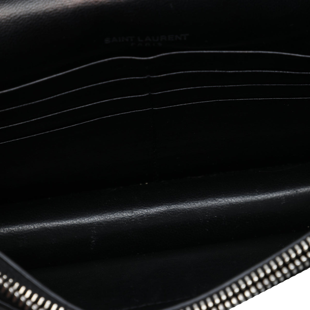 Saint Laurent Croc Embossed Leather Monogram Kate Tassel Wallet on Chain