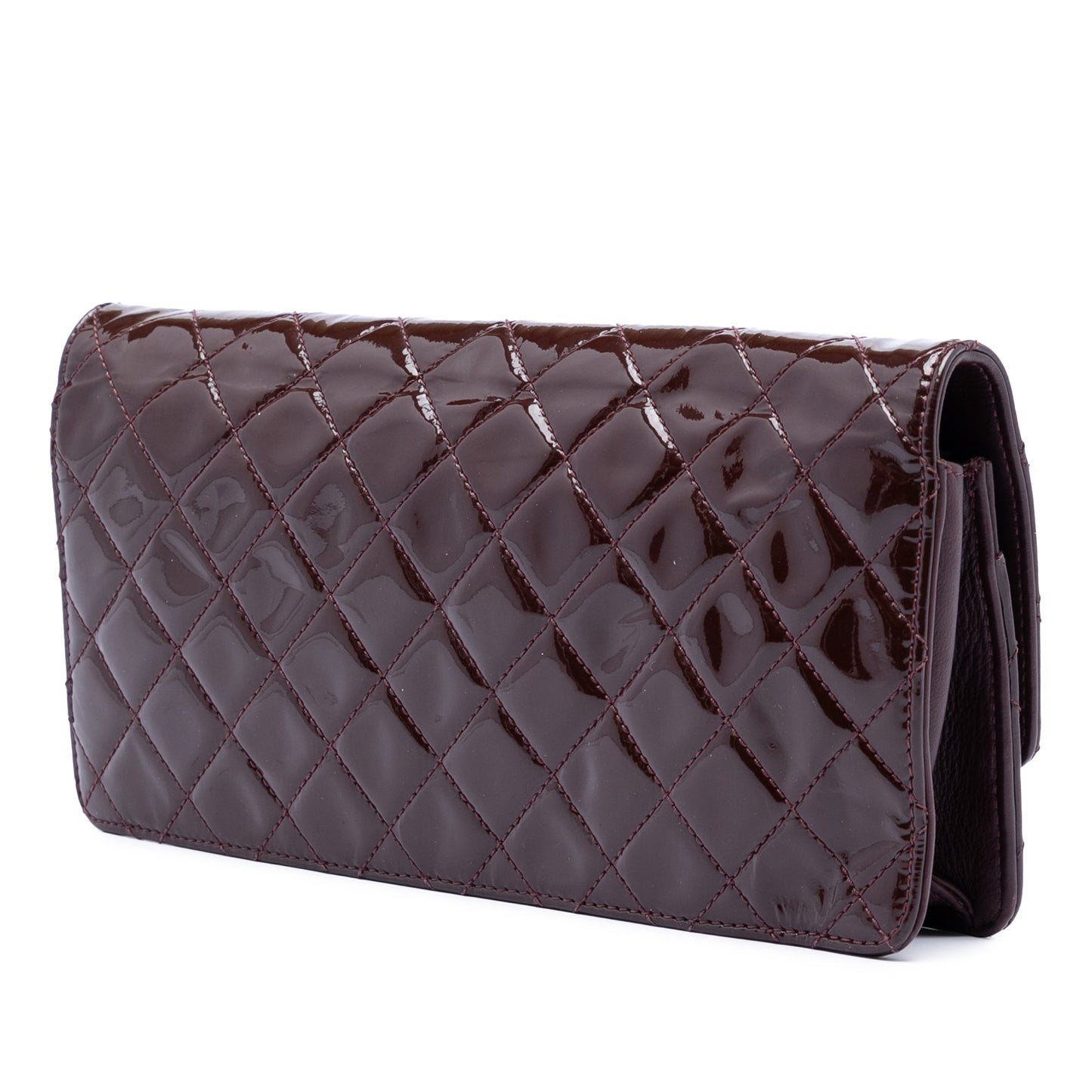 Quilted Patent Golden Class East West Wallet on Chain