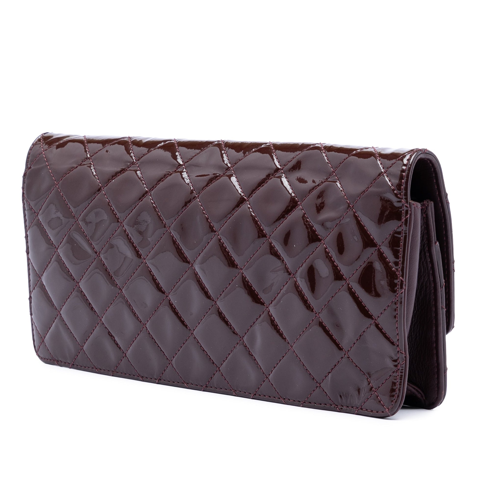 Quilted Patent Golden Class East West Wallet on Chain