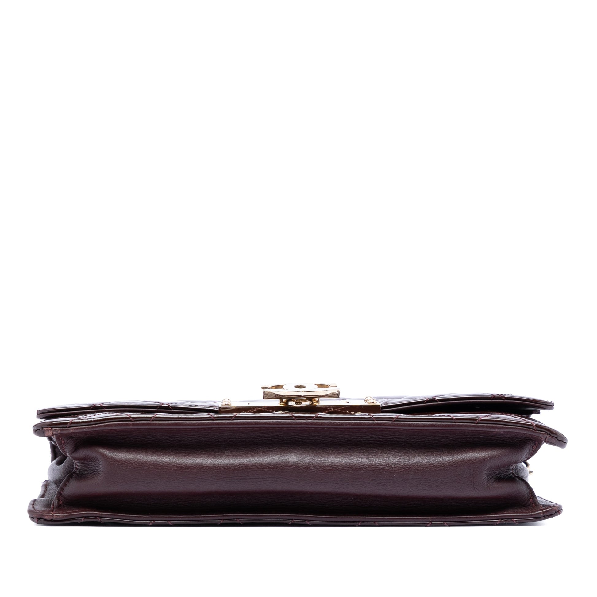 Quilted Patent Golden Class East West Wallet on Chain