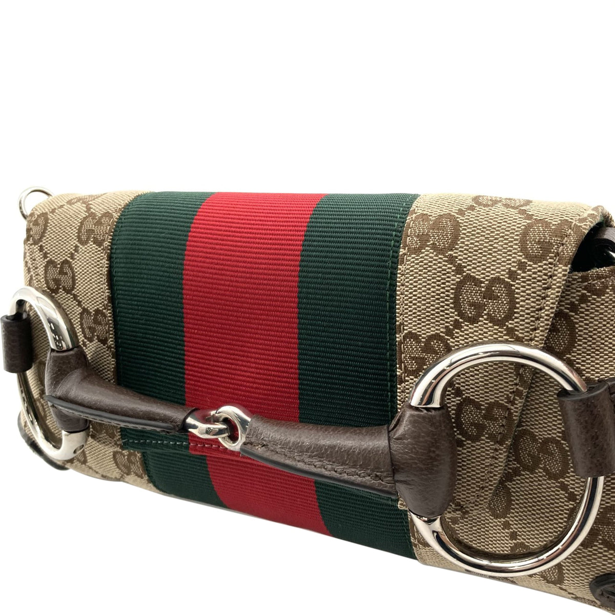 Gucci Small GG Canvas Horsebit Web Chain Satchel