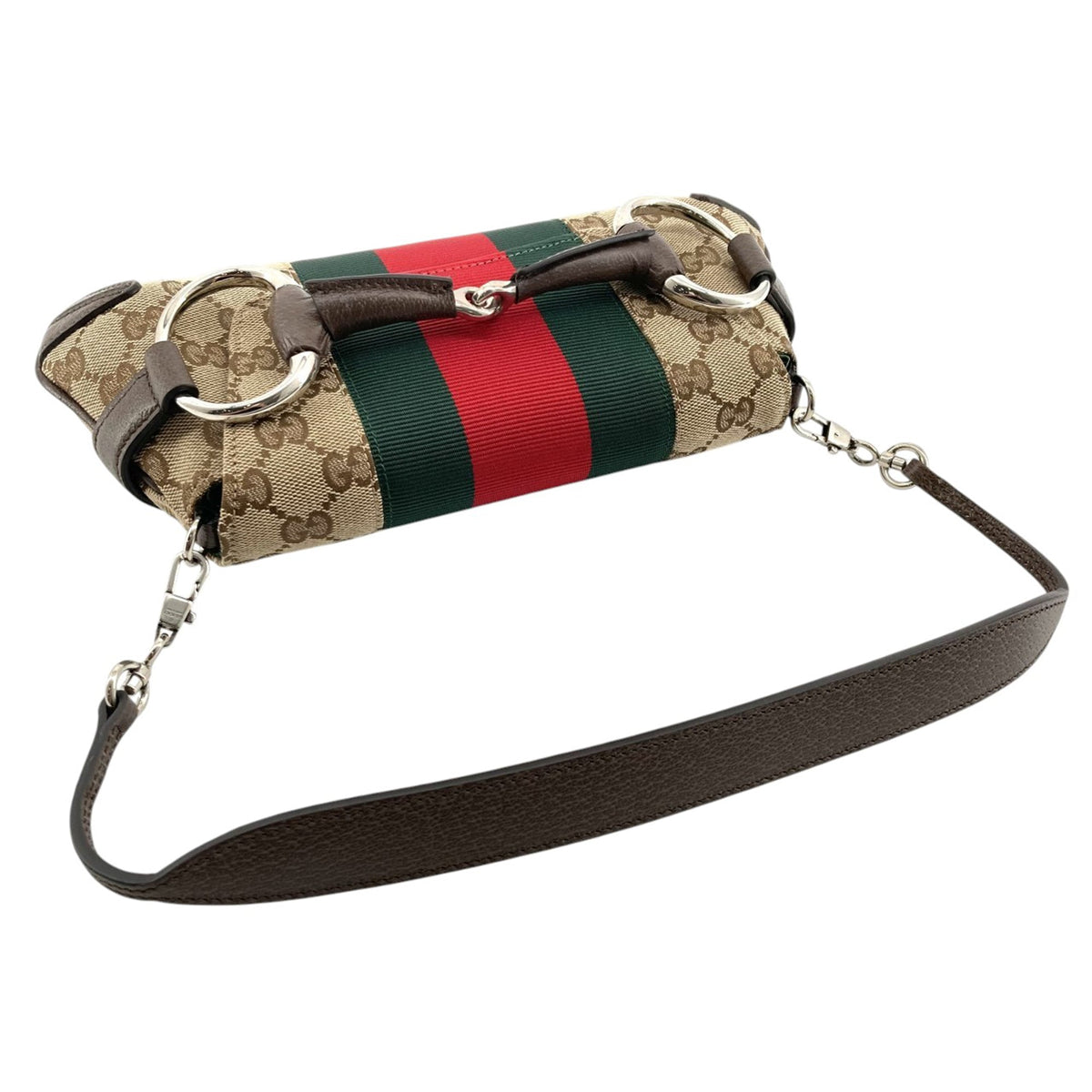 Gucci Small GG Canvas Horsebit Web Chain Satchel