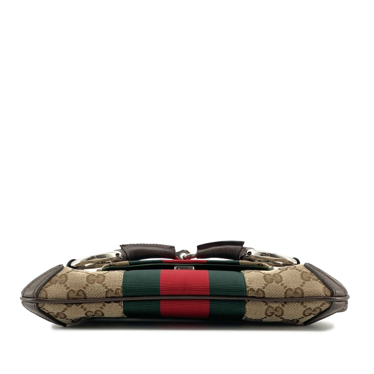 Gucci Small GG Canvas Horsebit Web Chain Satchel