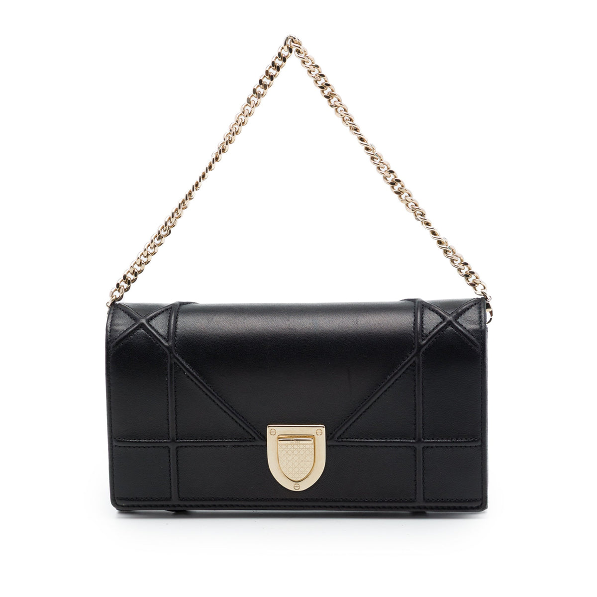 Dior Smooth Calfskin Diorama Croisiere Wallet on Chain — Black