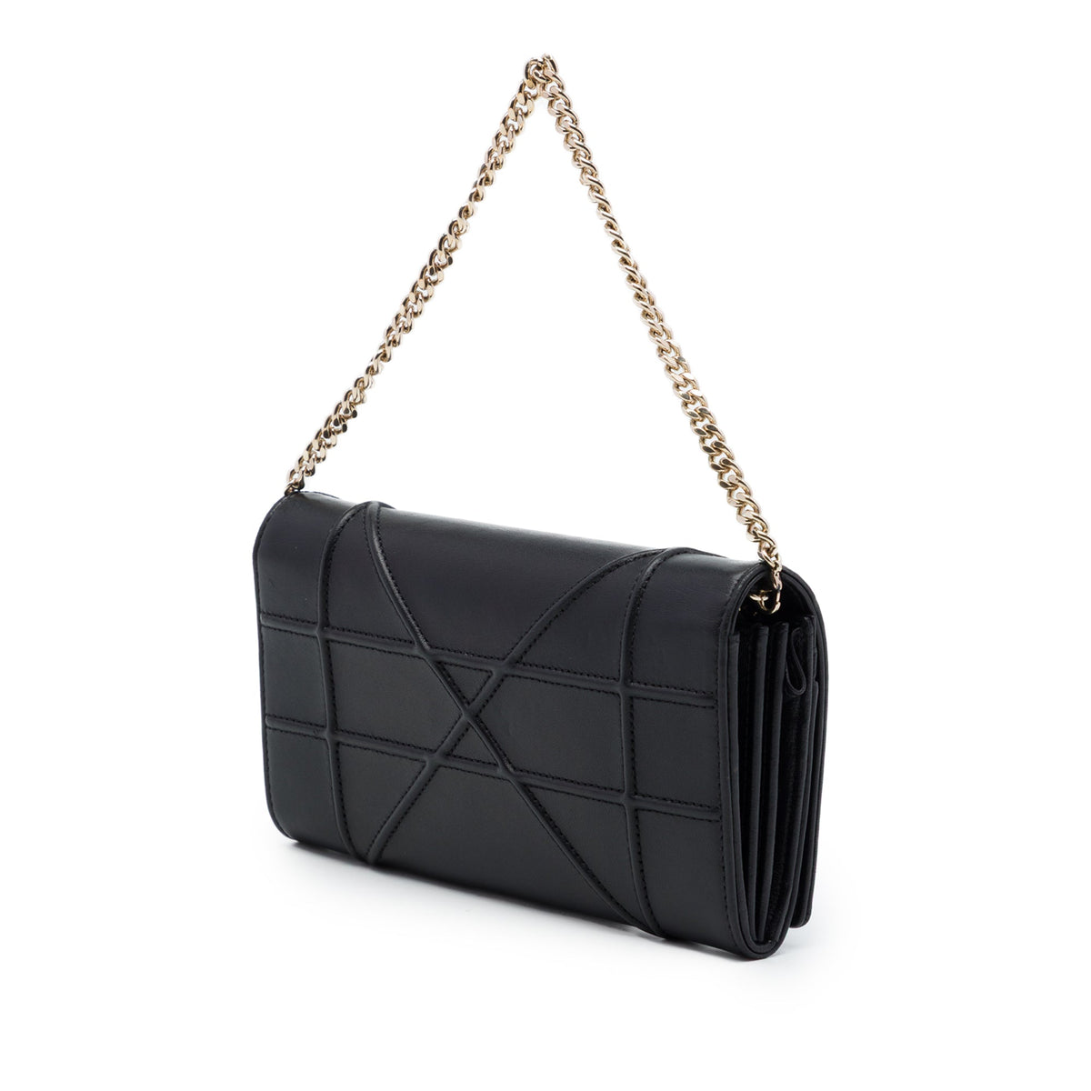 Dior Smooth Calfskin Diorama Croisiere Wallet on Chain — Black