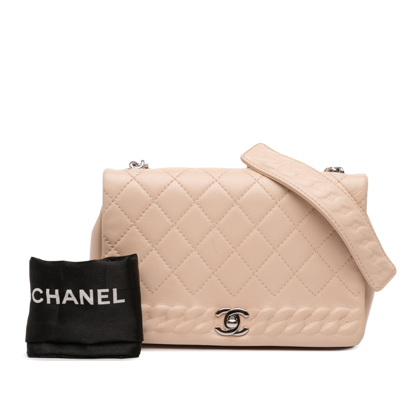 Chanel Quilted Calfskin Chain Embossed Flap