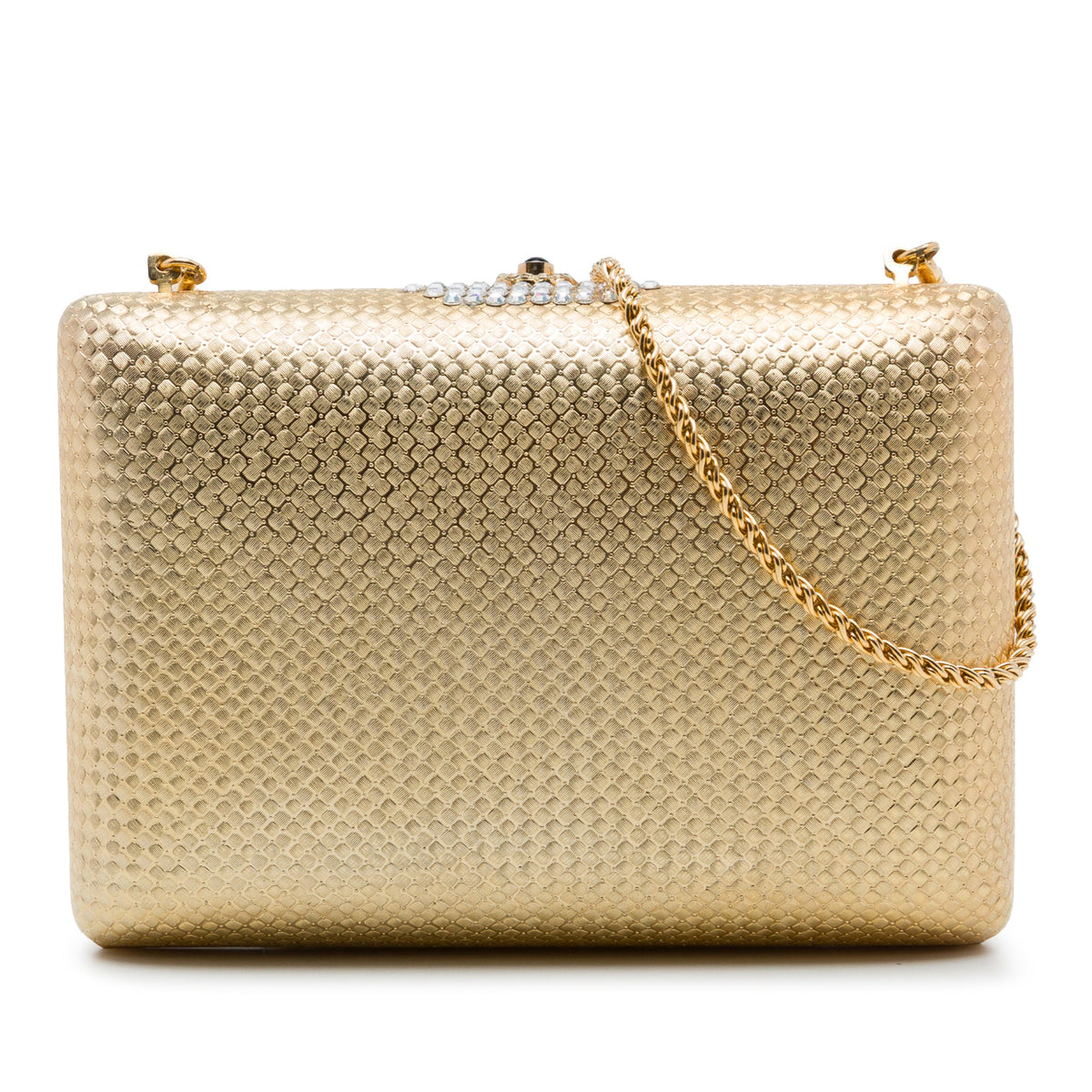 Gucci Brass Minaudiere Clutch on Chain — Gold