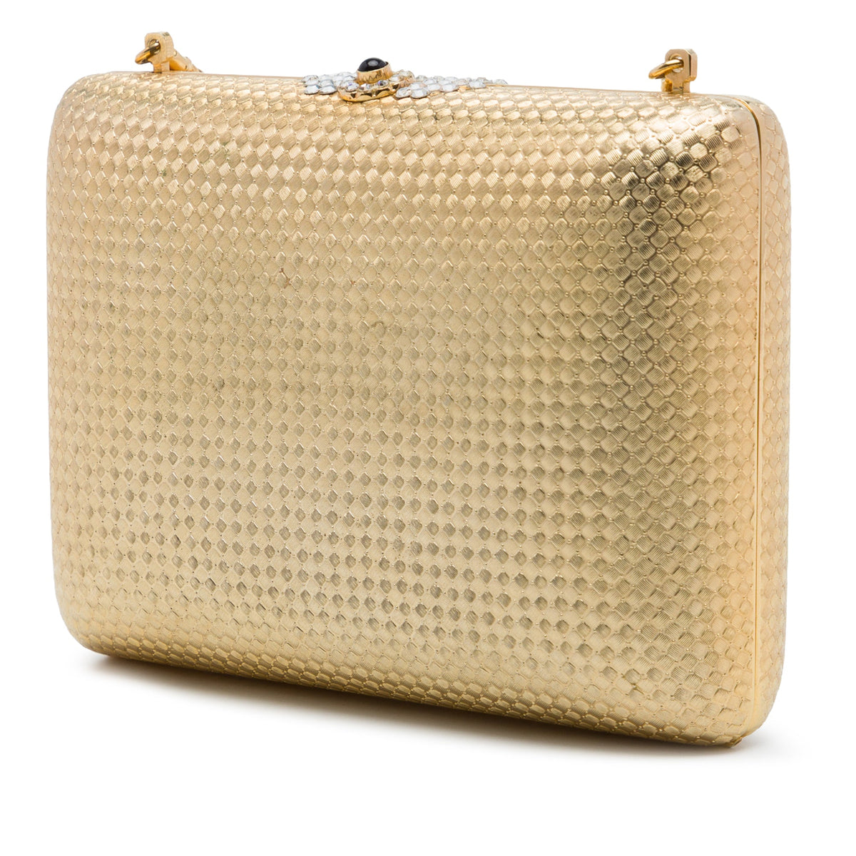 Gucci Brass Minaudiere Clutch on Chain — Gold