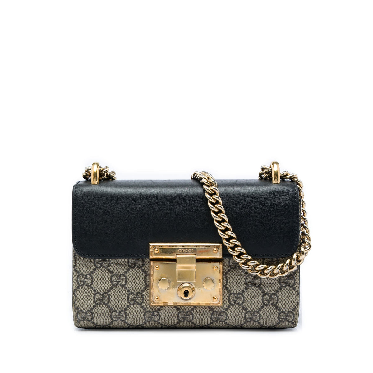 Gucci Small GG Supreme Padlock Crossbody — Beige