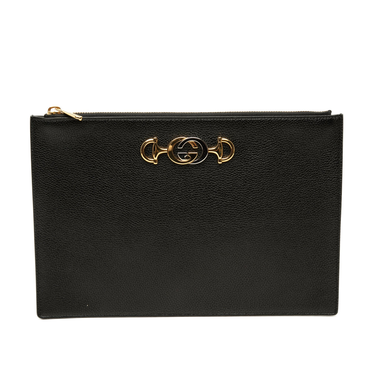 Gucci Grained Calfskin Zumi Zip Pouch — Black