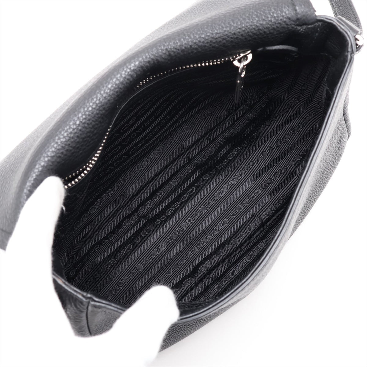 Prada Vitello Daino Soft Flap — Black