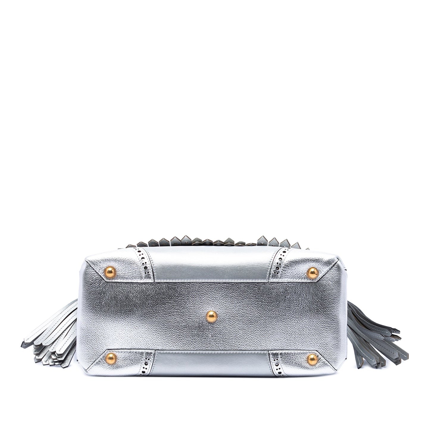 Burberry Medium Metallic Leather Brogue Banner Satchel