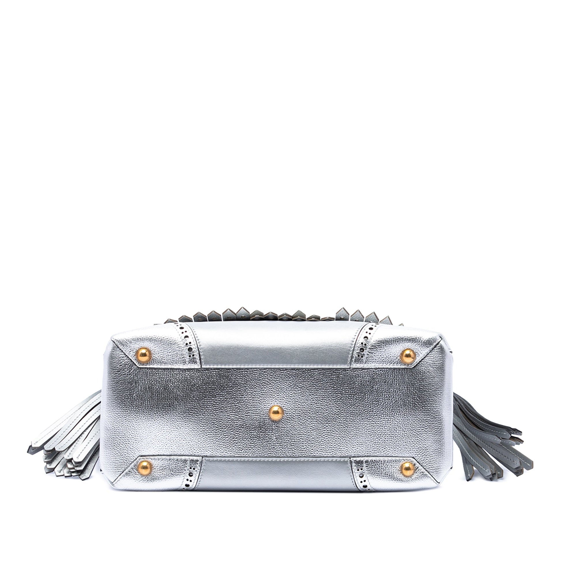 Burberry Medium Metallic Leather Brogue Banner Satchel
