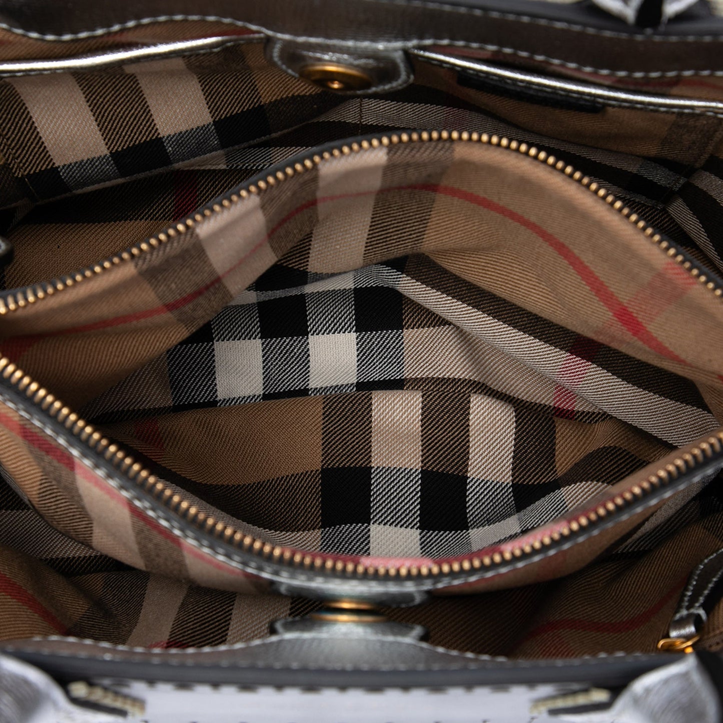 Burberry Medium Metallic Leather Brogue Banner Satchel