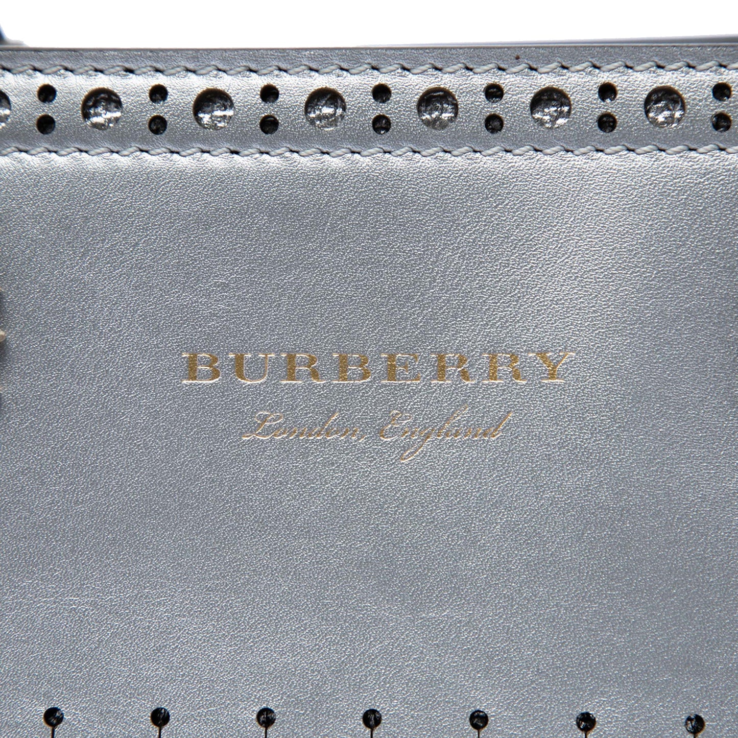 Burberry Medium Metallic Leather Brogue Banner Satchel