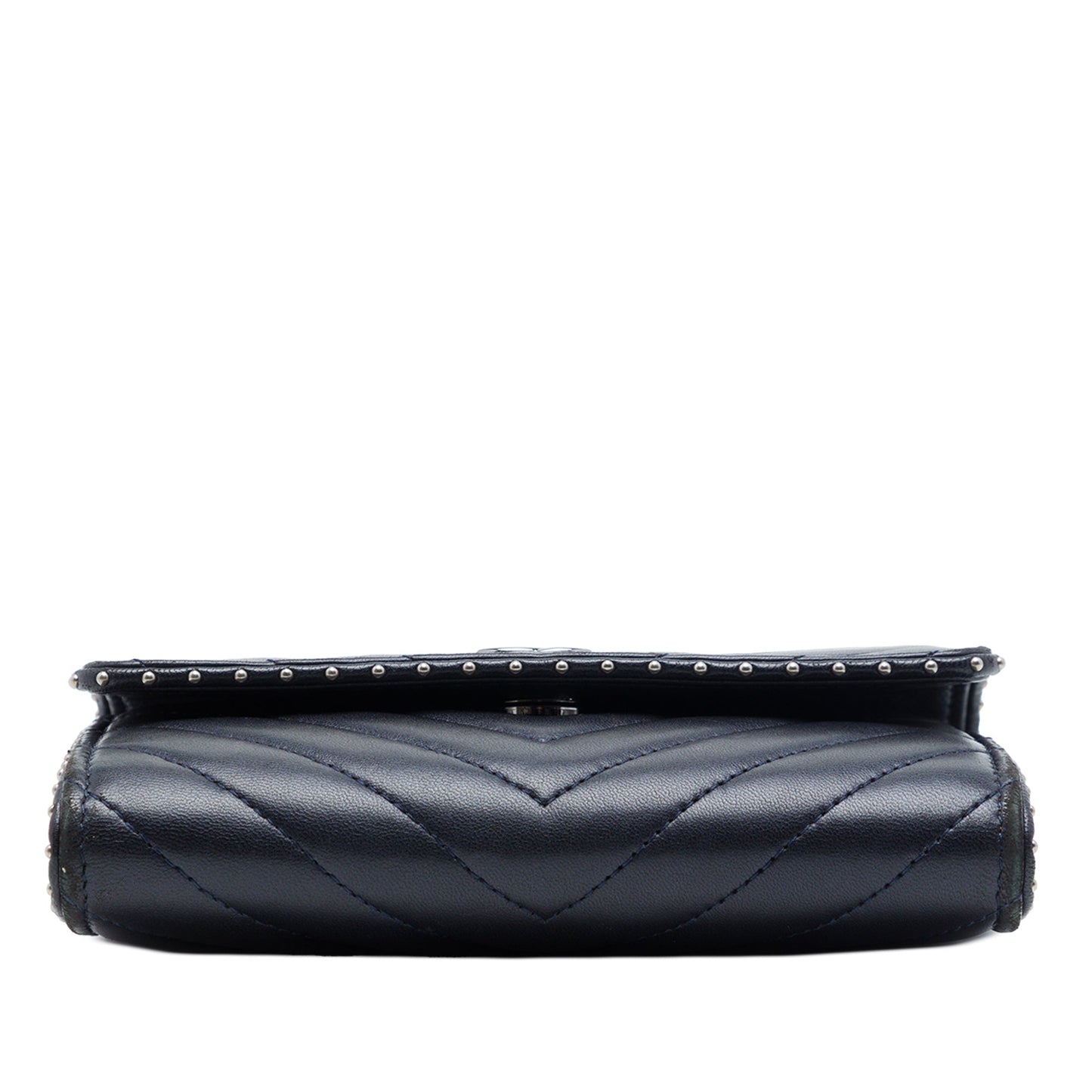 Chanel CC Chevron Lambskin Studded Wallet On Chain