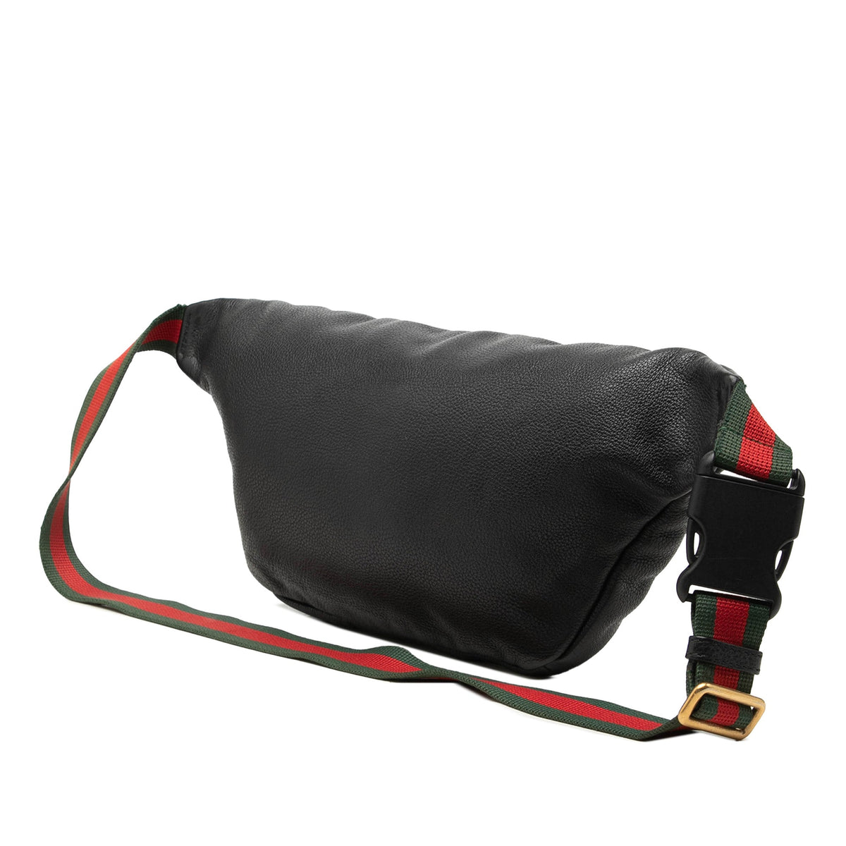Gucci Grained Calfskin Web Logo Belt Bag — Black