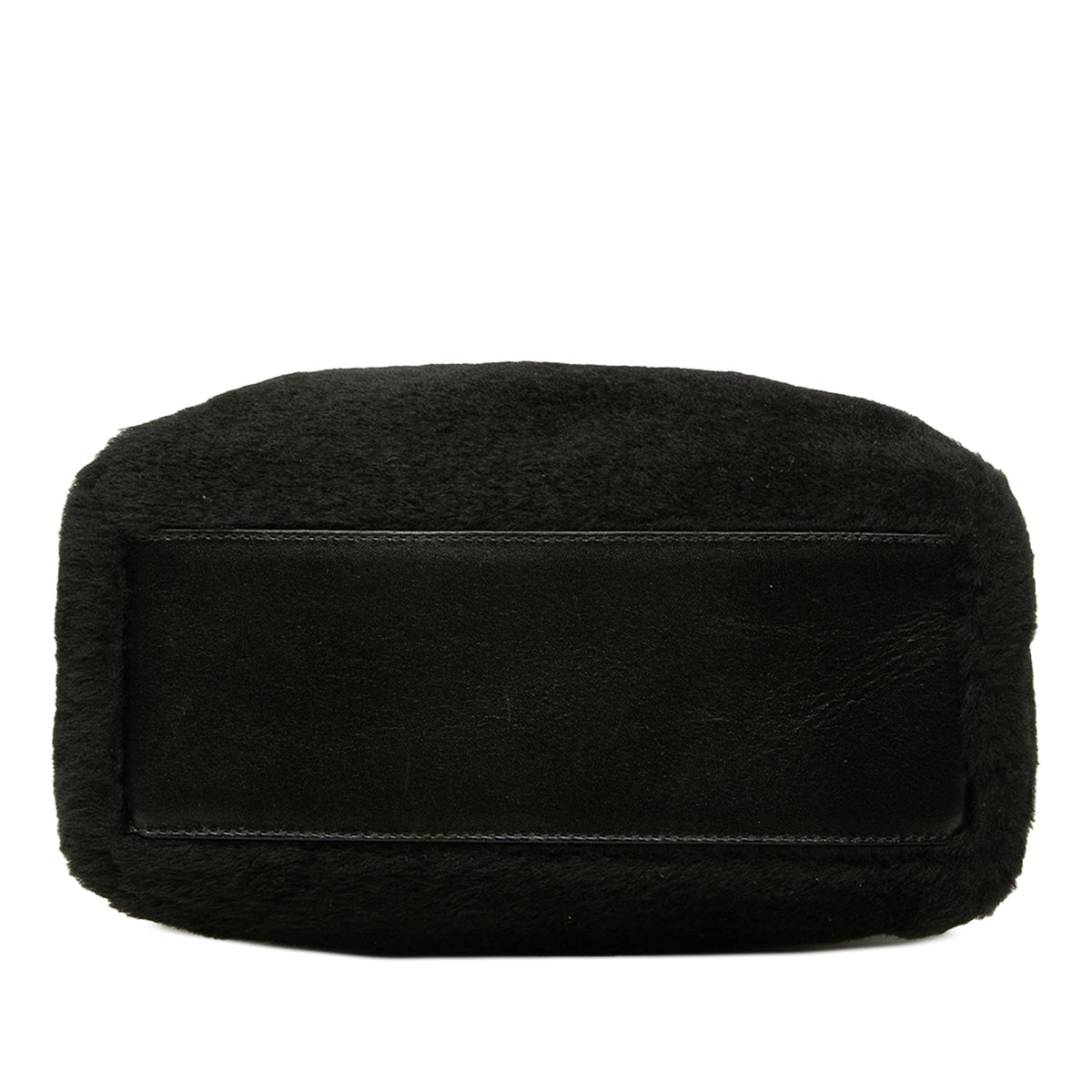 LOEWE Shearling Anagram Vertical Zip Tote — Black