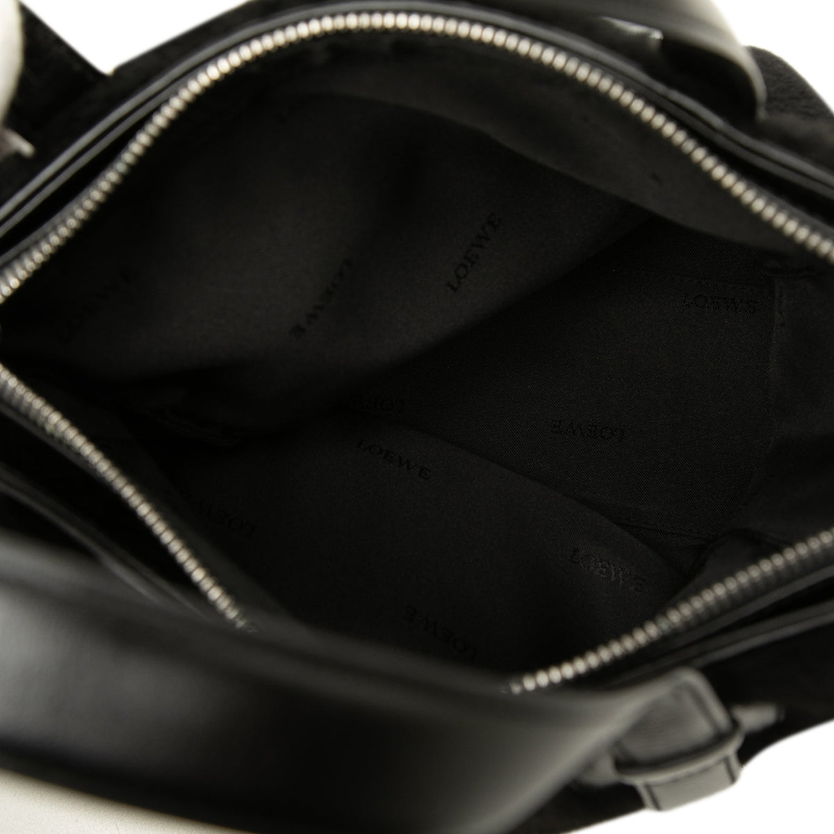 LOEWE Shearling Anagram Vertical Zip Tote — Black