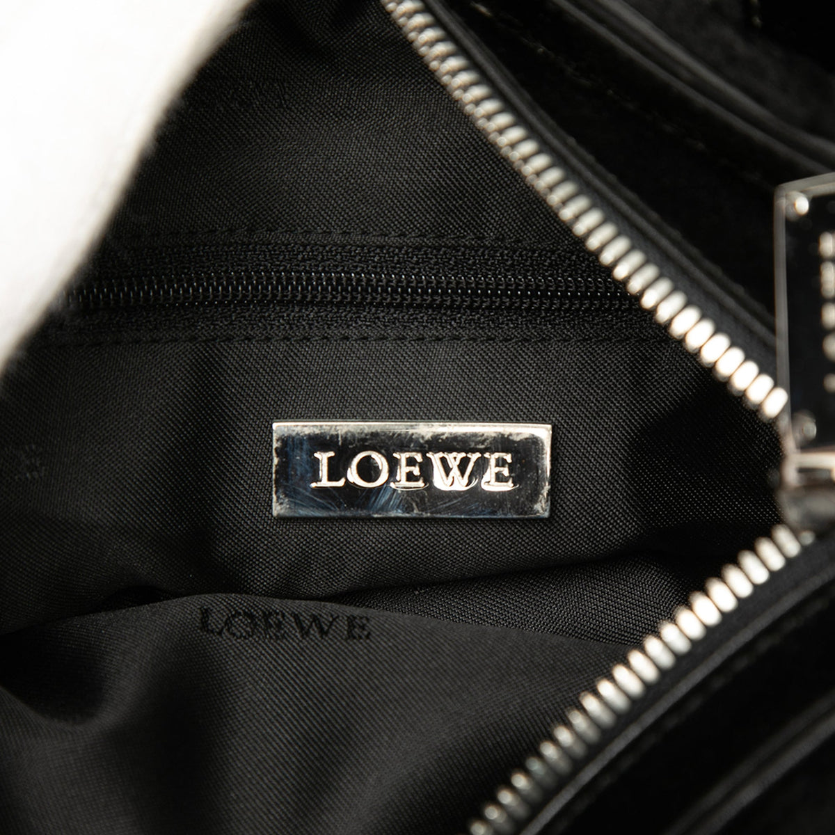 LOEWE Shearling Anagram Vertical Zip Tote — Black