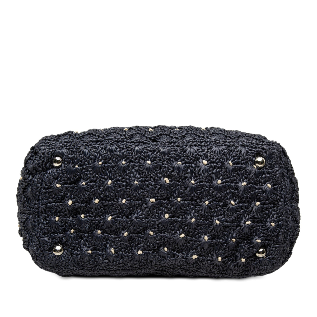 Prada Raffia Effect Crochet Pois Satchel