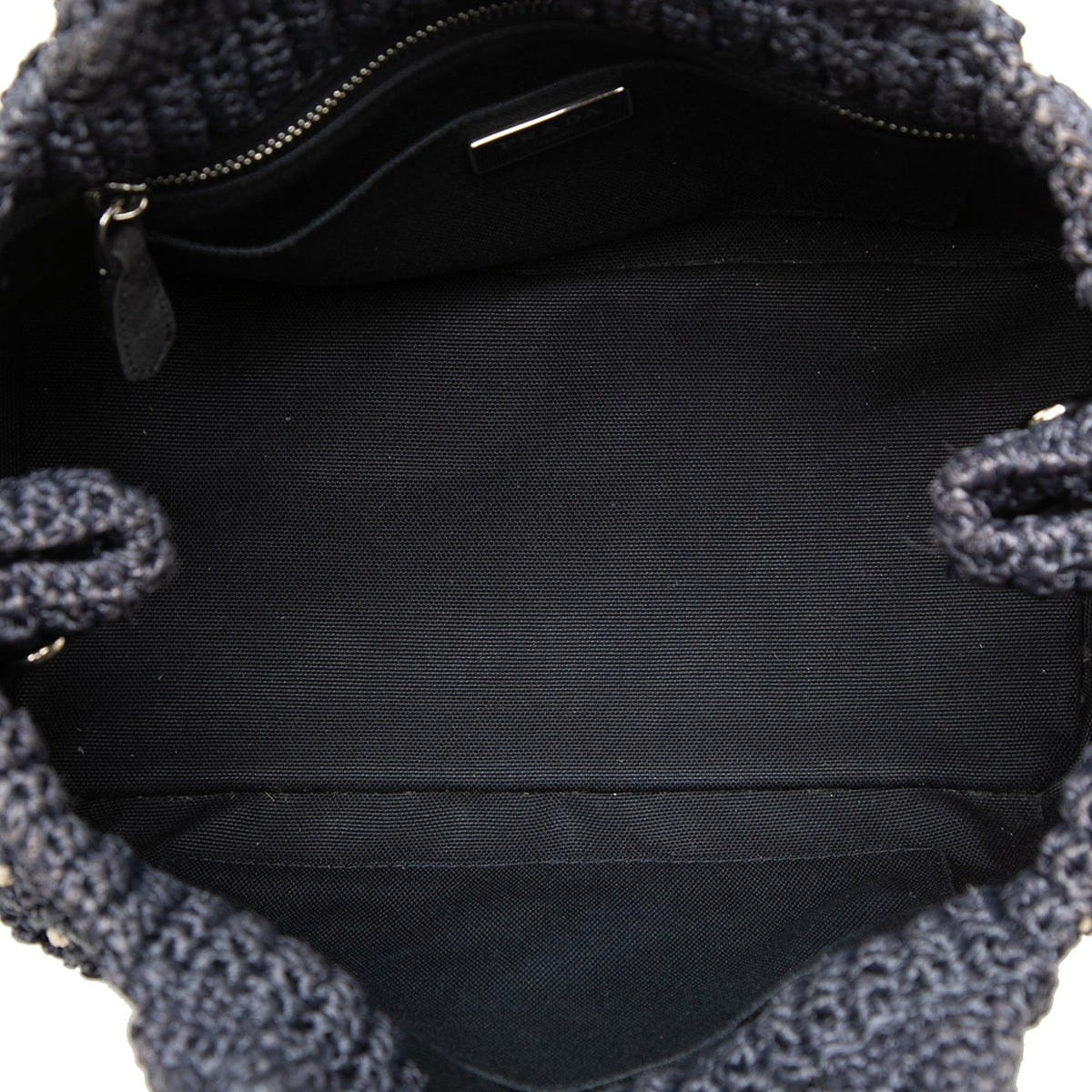 Prada Raffia Effect Crochet Pois Satchel
