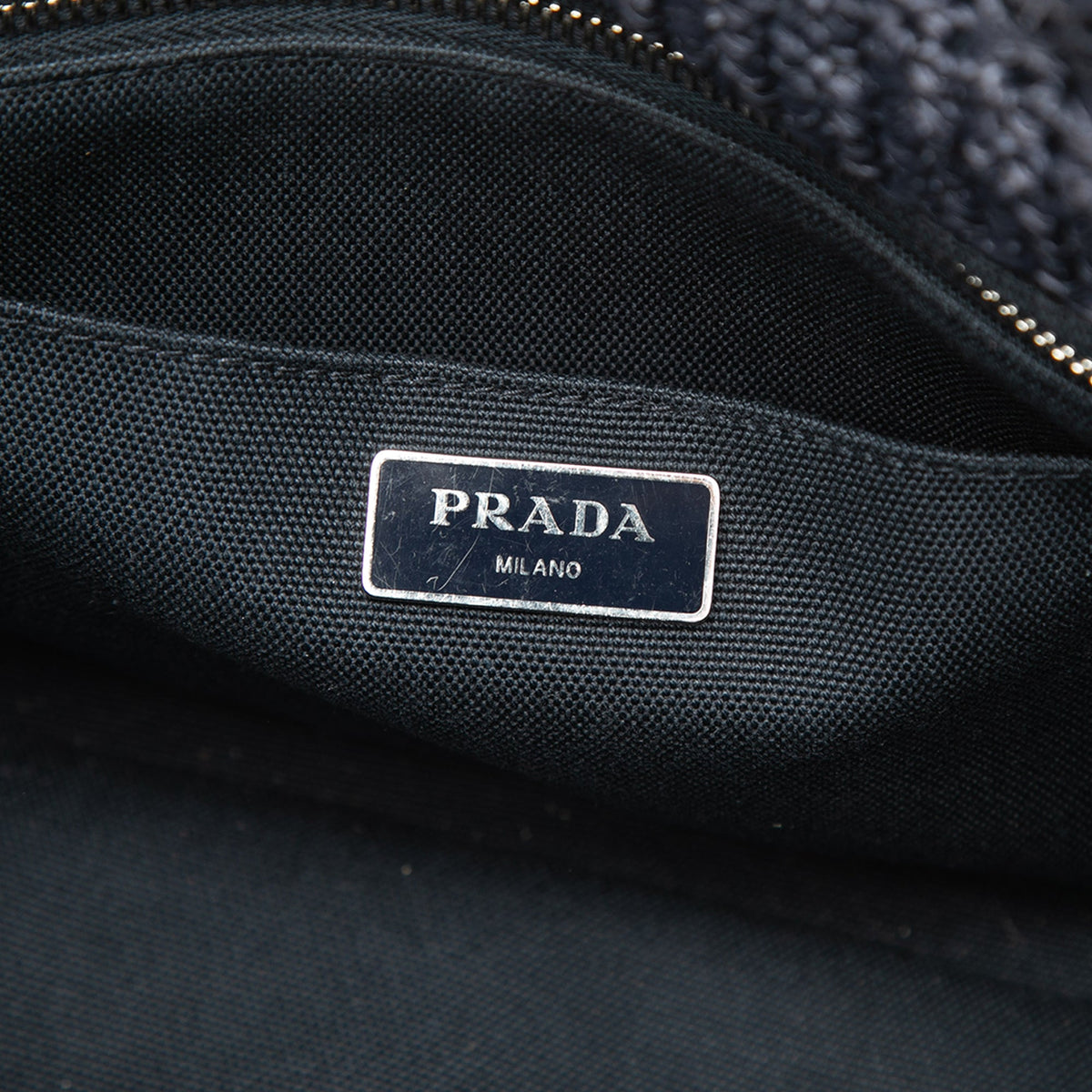 Prada Raffia Effect Crochet Pois Satchel