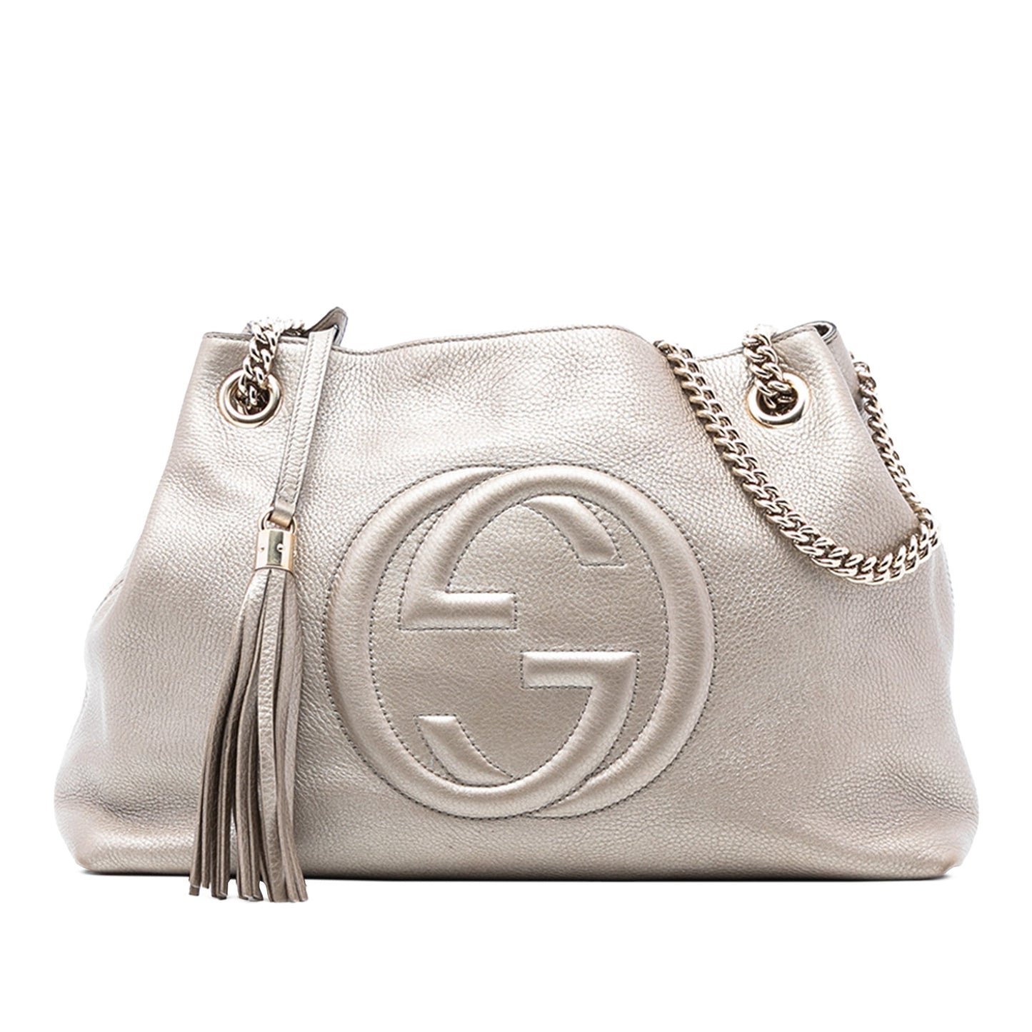 Medium Metallic Leather Soho Chain Tote