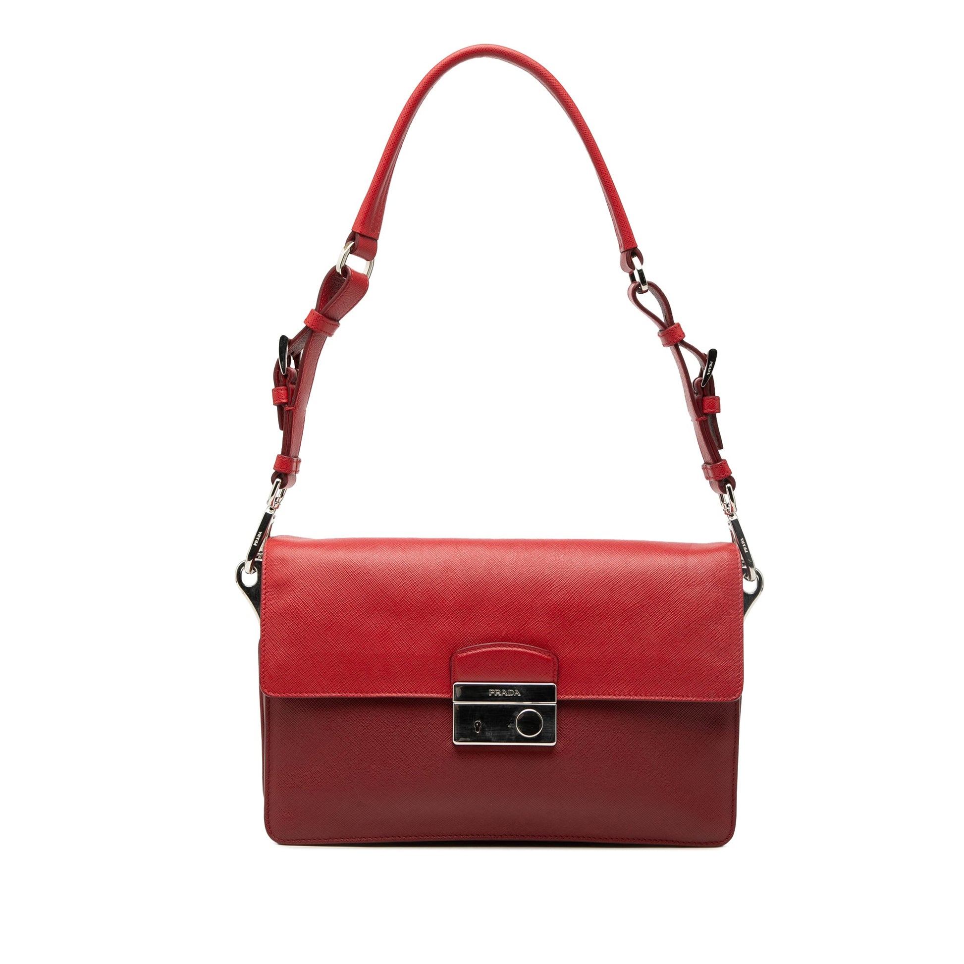 Prada Bicolor Saffiano Sound Lock Shoulder Bag