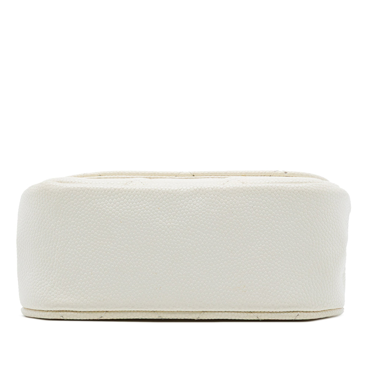 Chanel CC Quilted Caviar Frame Flap Clutch with Chain — White