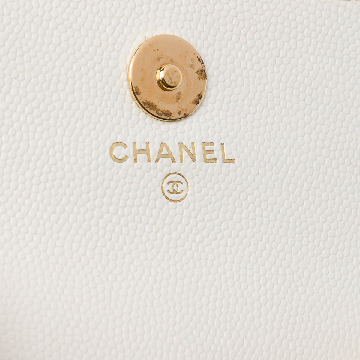 Chanel CC Quilted Caviar Frame Flap Clutch with Chain — White