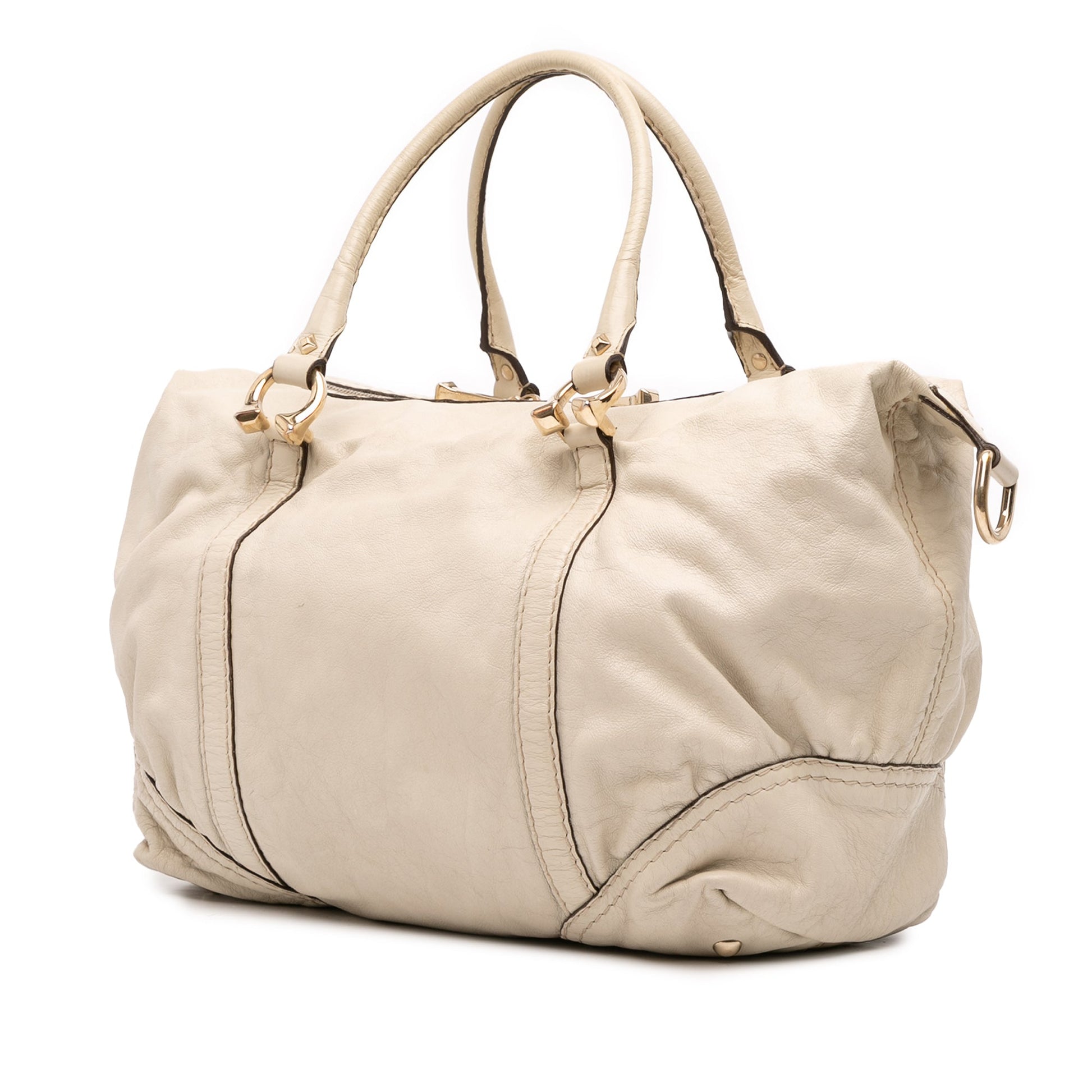 Gucci Leather Horsebit Nail Boston Bag