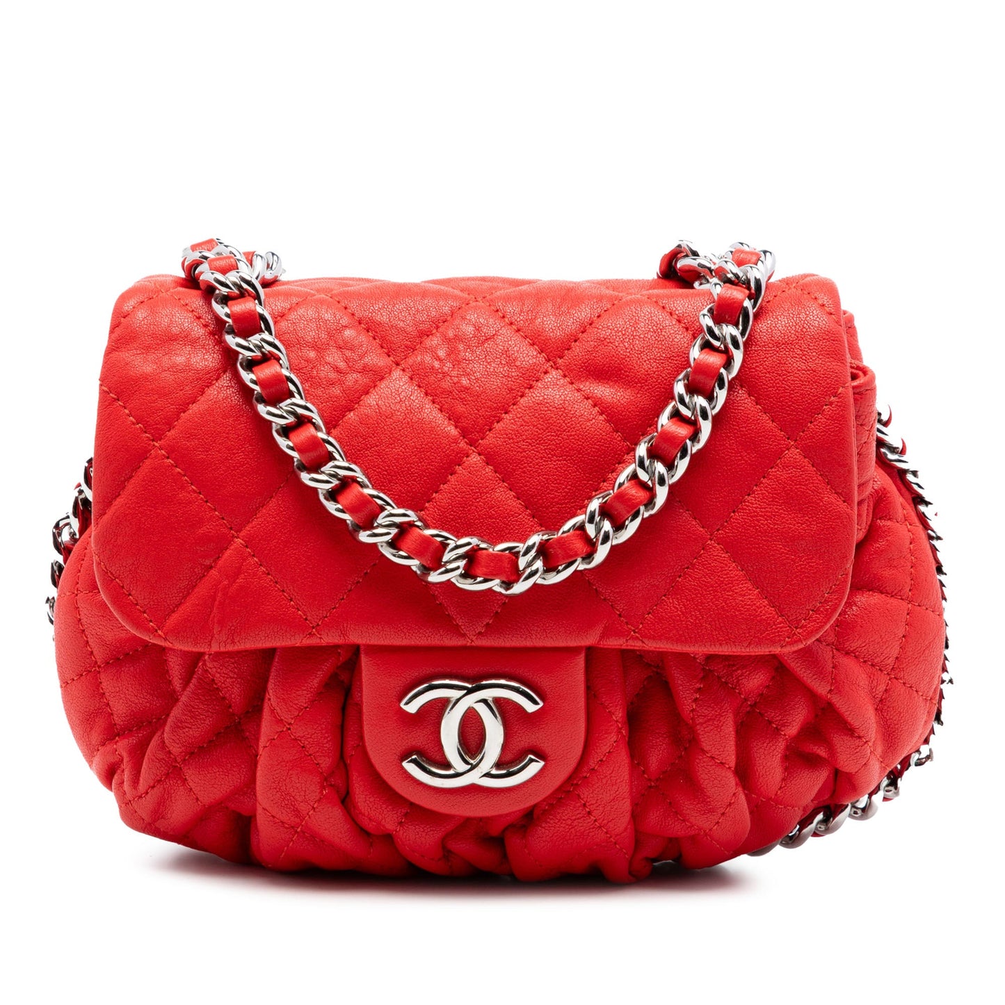 Chanel Mini CC Quilted Washed Lambskin Chain Around Flap