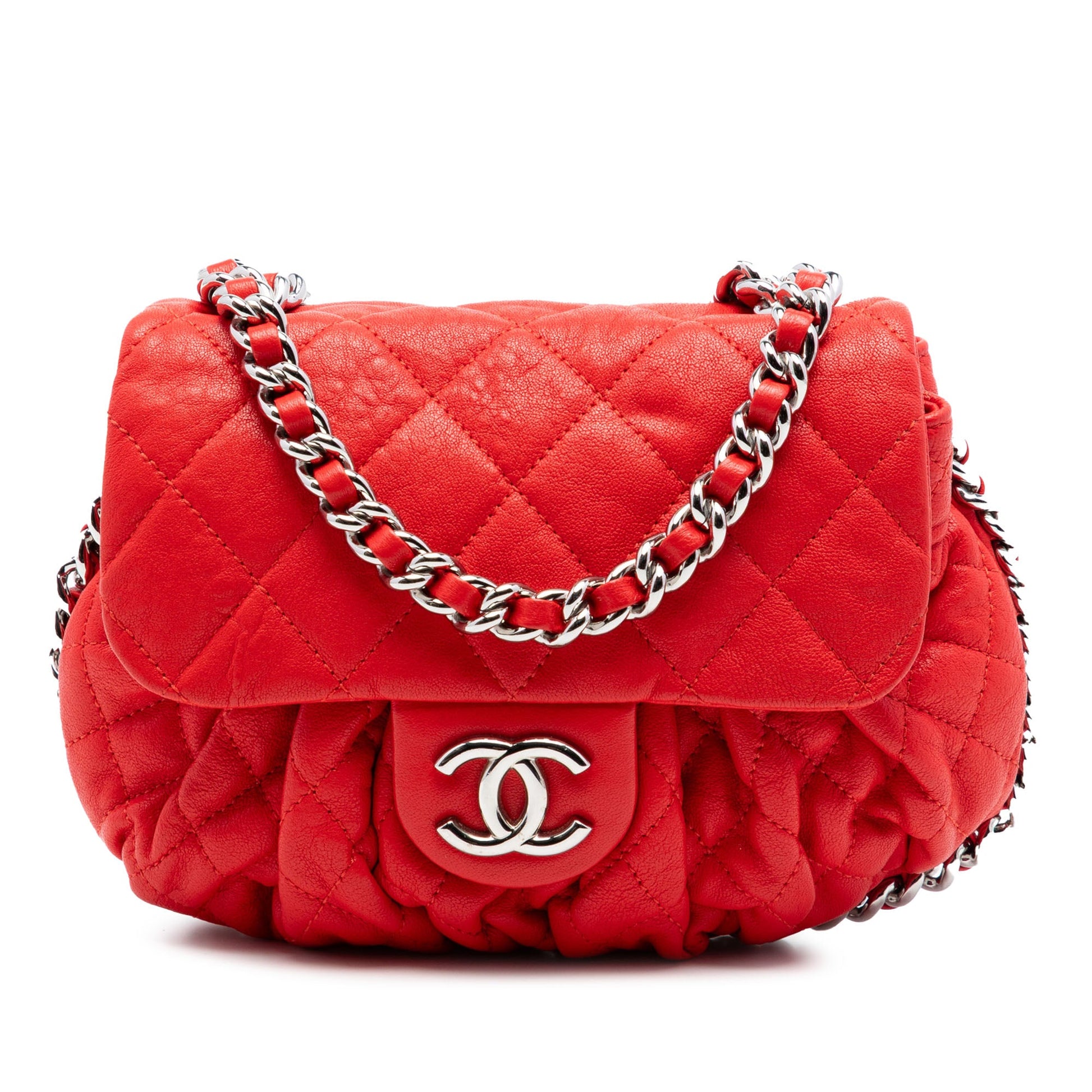 Chanel Mini CC Quilted Washed Lambskin Chain Around Flap