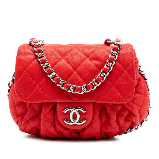Chanel Mini CC Quilted Washed Lambskin Chain Around Flap