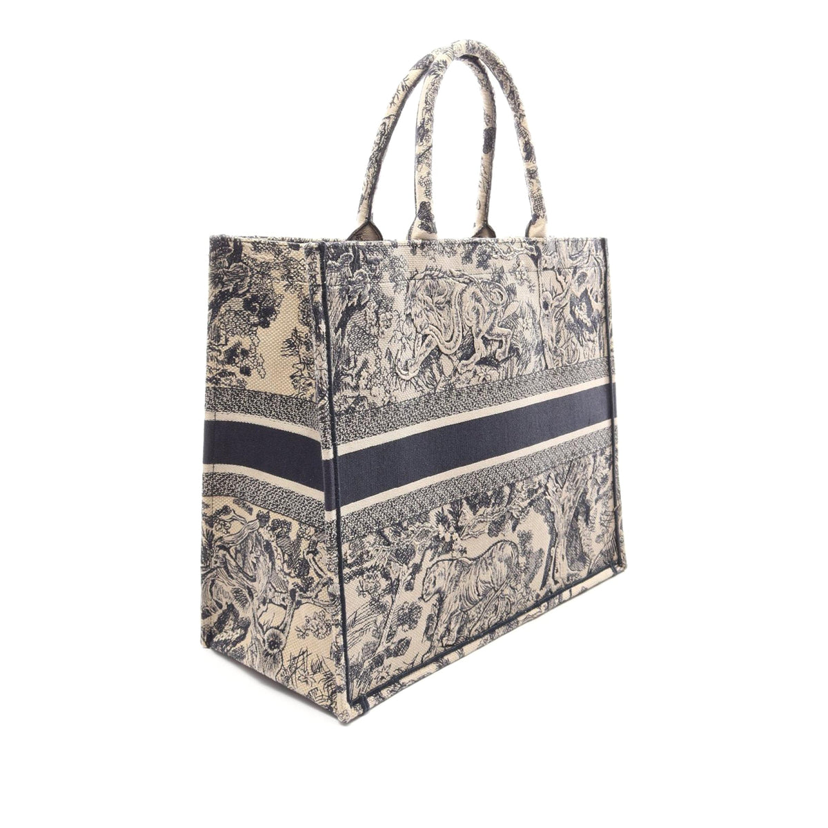 Dior Large Canvas Toile de Jouy Embroidered Book Tote — Beige