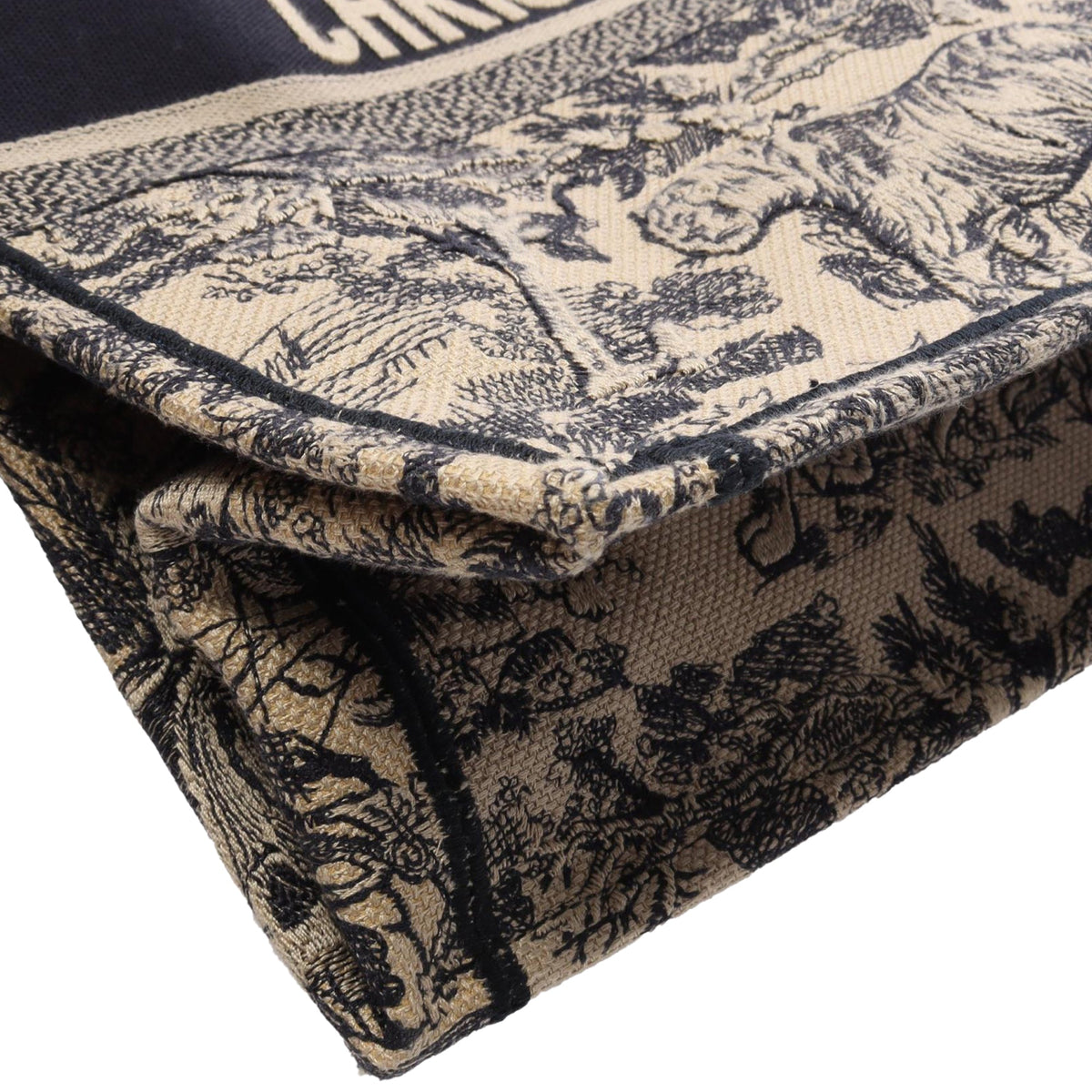 Dior Large Canvas Toile de Jouy Embroidered Book Tote — Beige